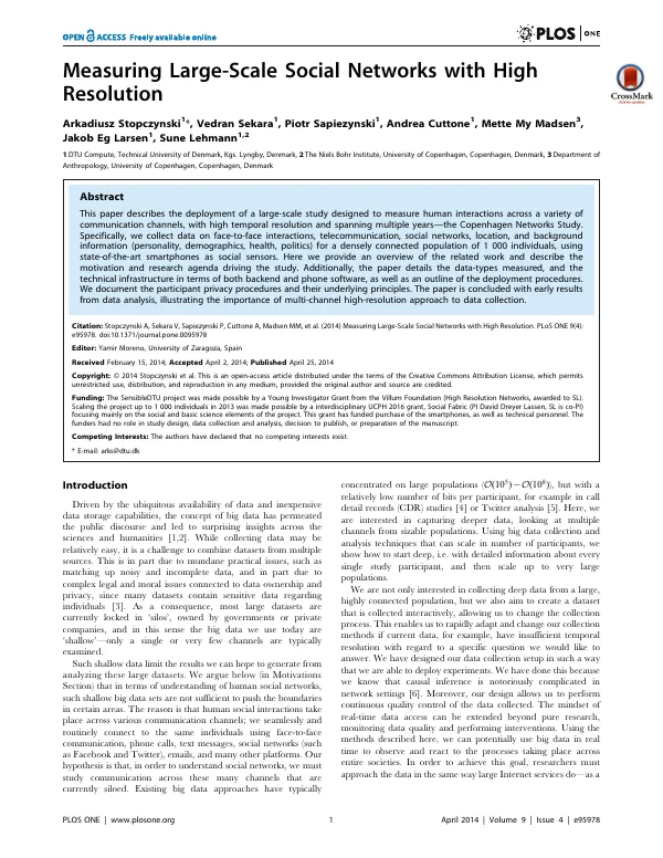 First page of Measuring large-scale social networks with high resolution