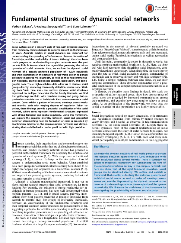 First page of The fundamental structures of dynamic social networks